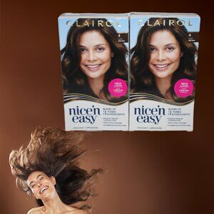 Clairol Nice'n Easy Permanent Hair Dye, 4 Dark Brown Hair Color Hair Dye 2 Count